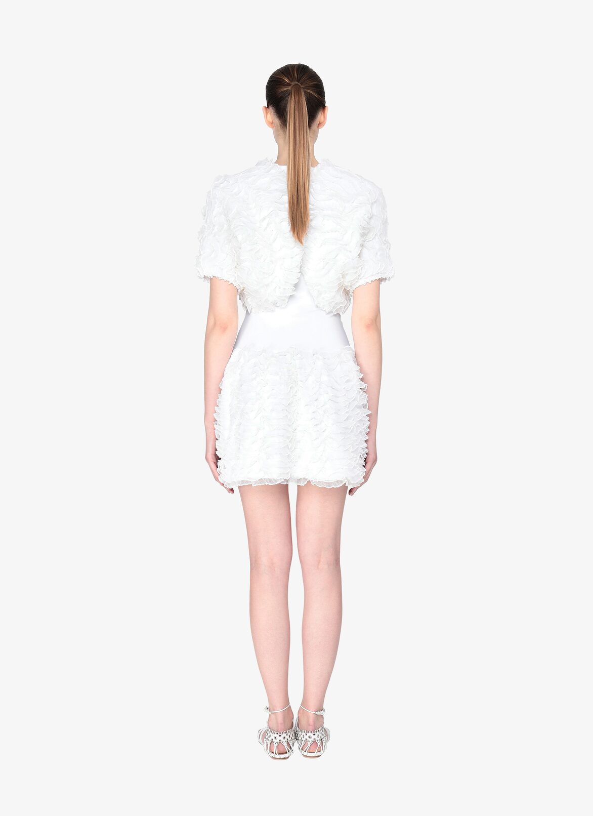 Ruffled Cardigan ALAÏA WHITE RUFFLED CARDIGAN